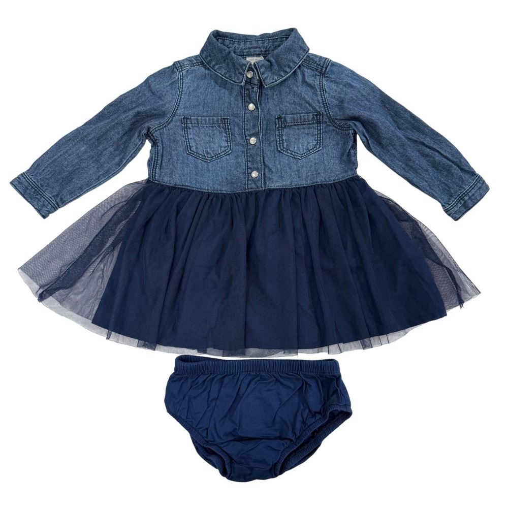 OshKosh Bgosh Baby Girls Denim Tutu Dress Set Navy Blue 9M OSH11771-GP K42